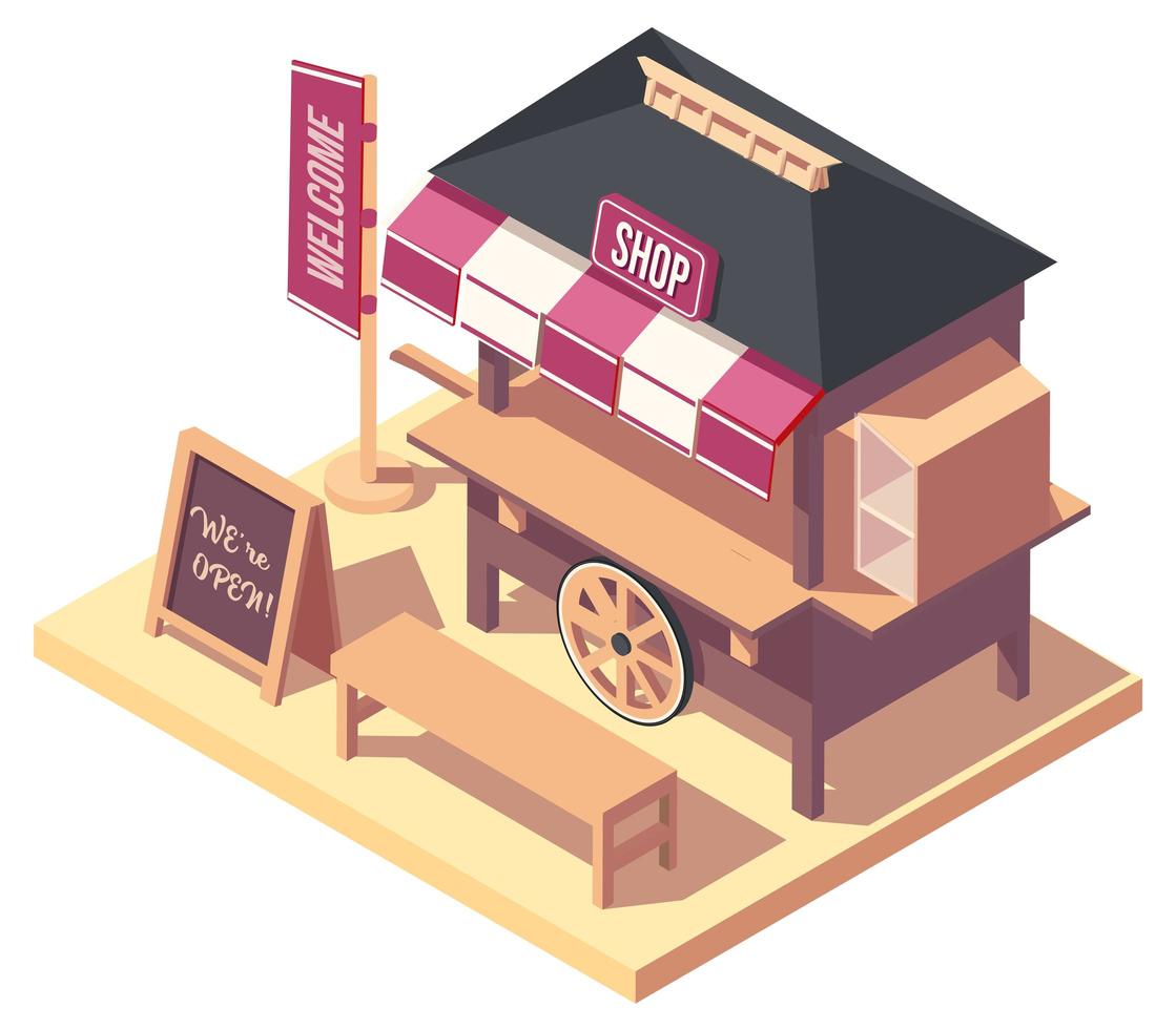 Isometric Japanese street food card vector