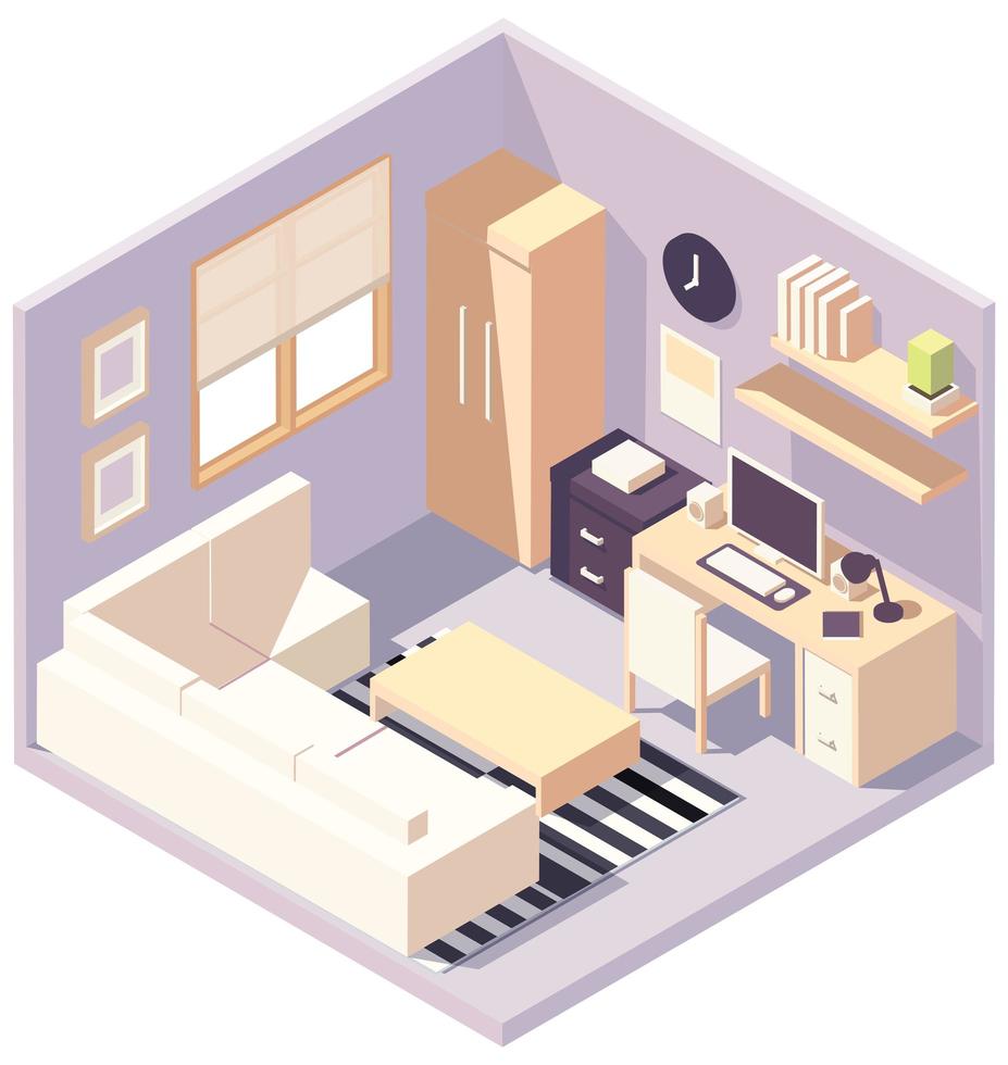 Isometric purple workroom vector