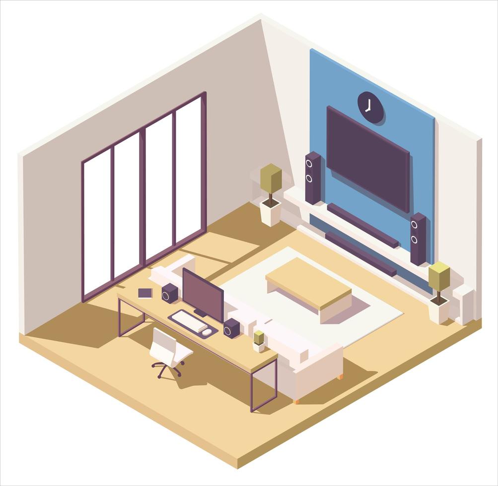 Living room isometric composition vector