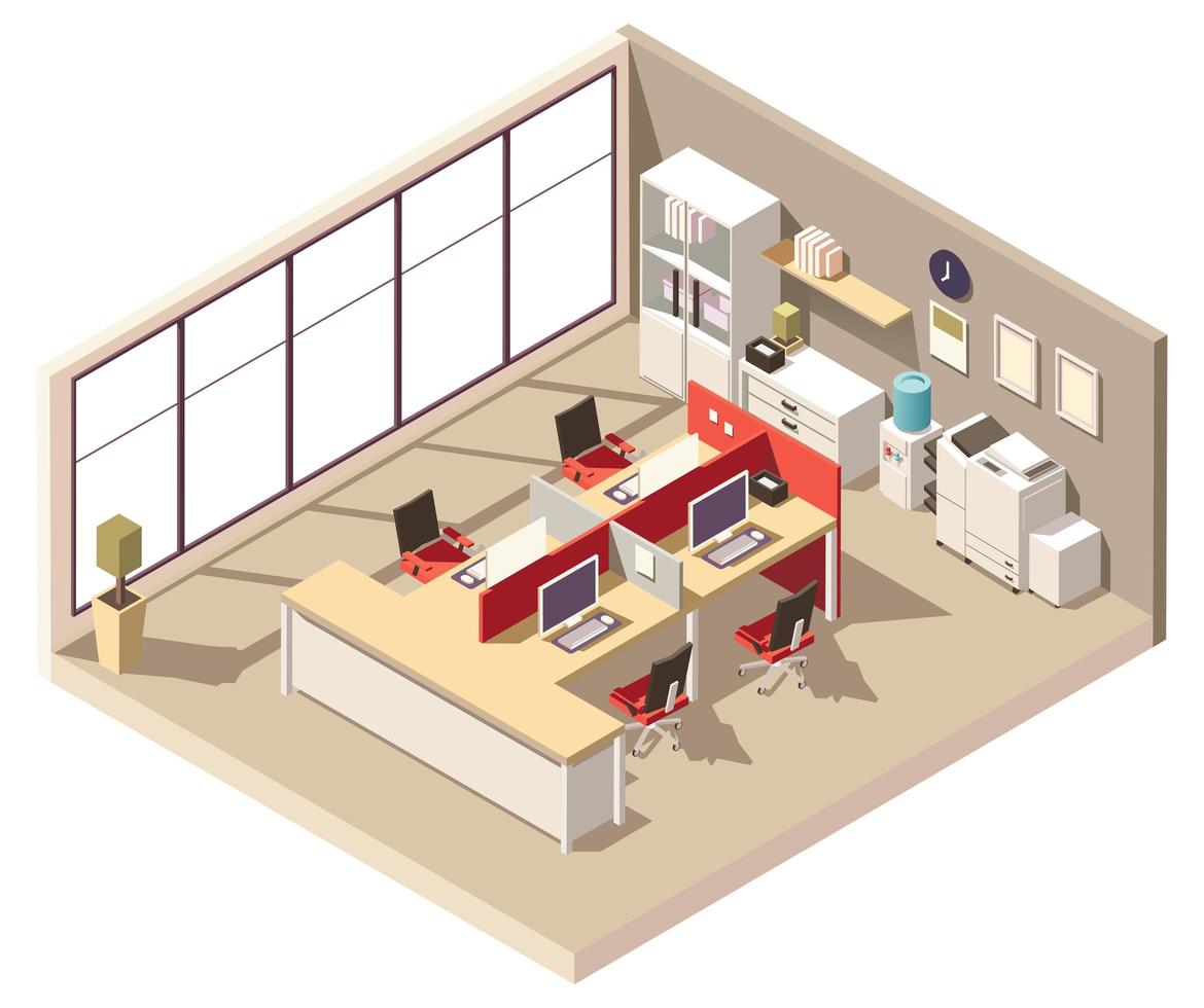 Office cubicle isometric composition vector