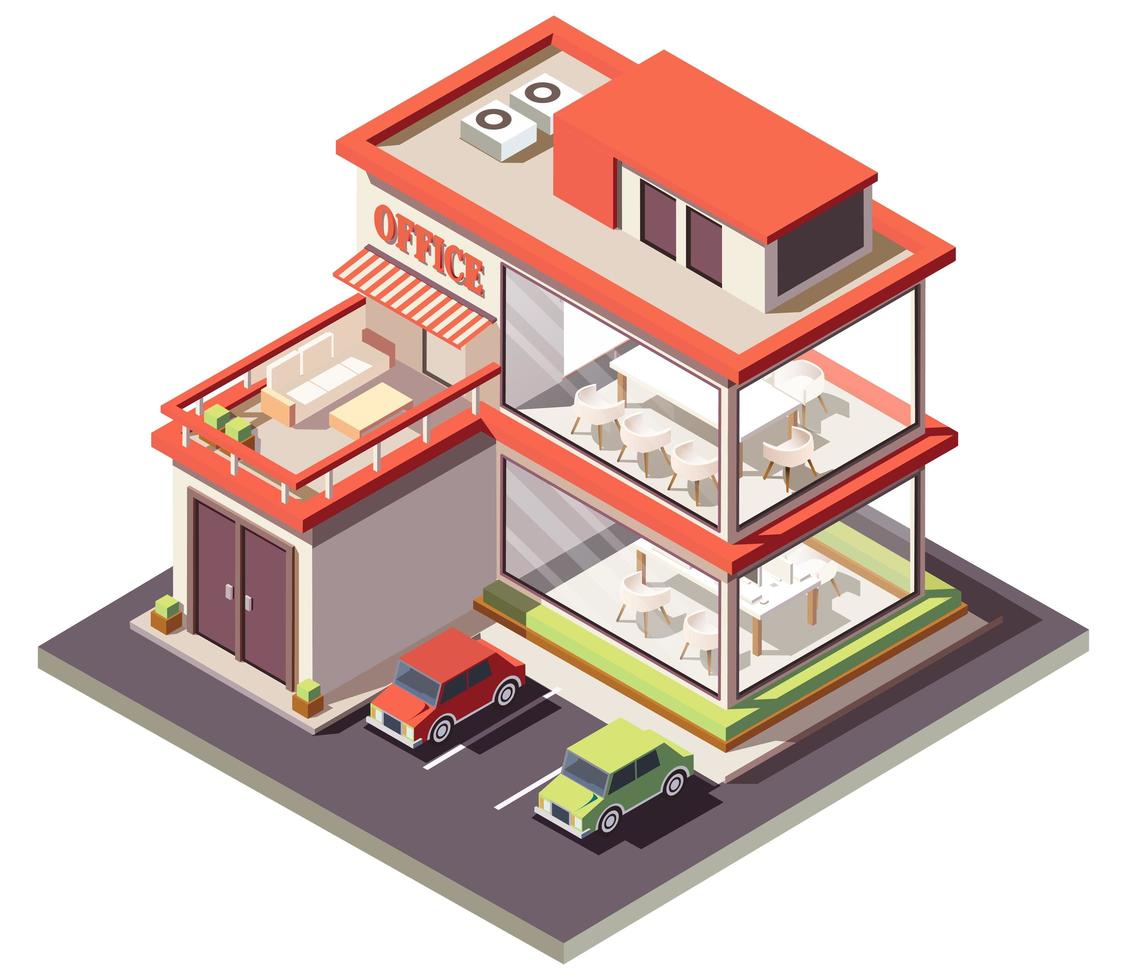 Home office isometric composition vector