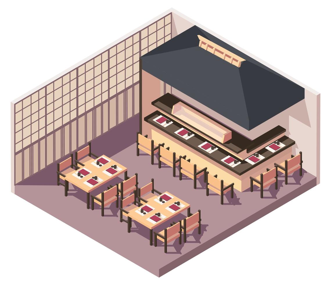 Isometric Japanese restaurant vector