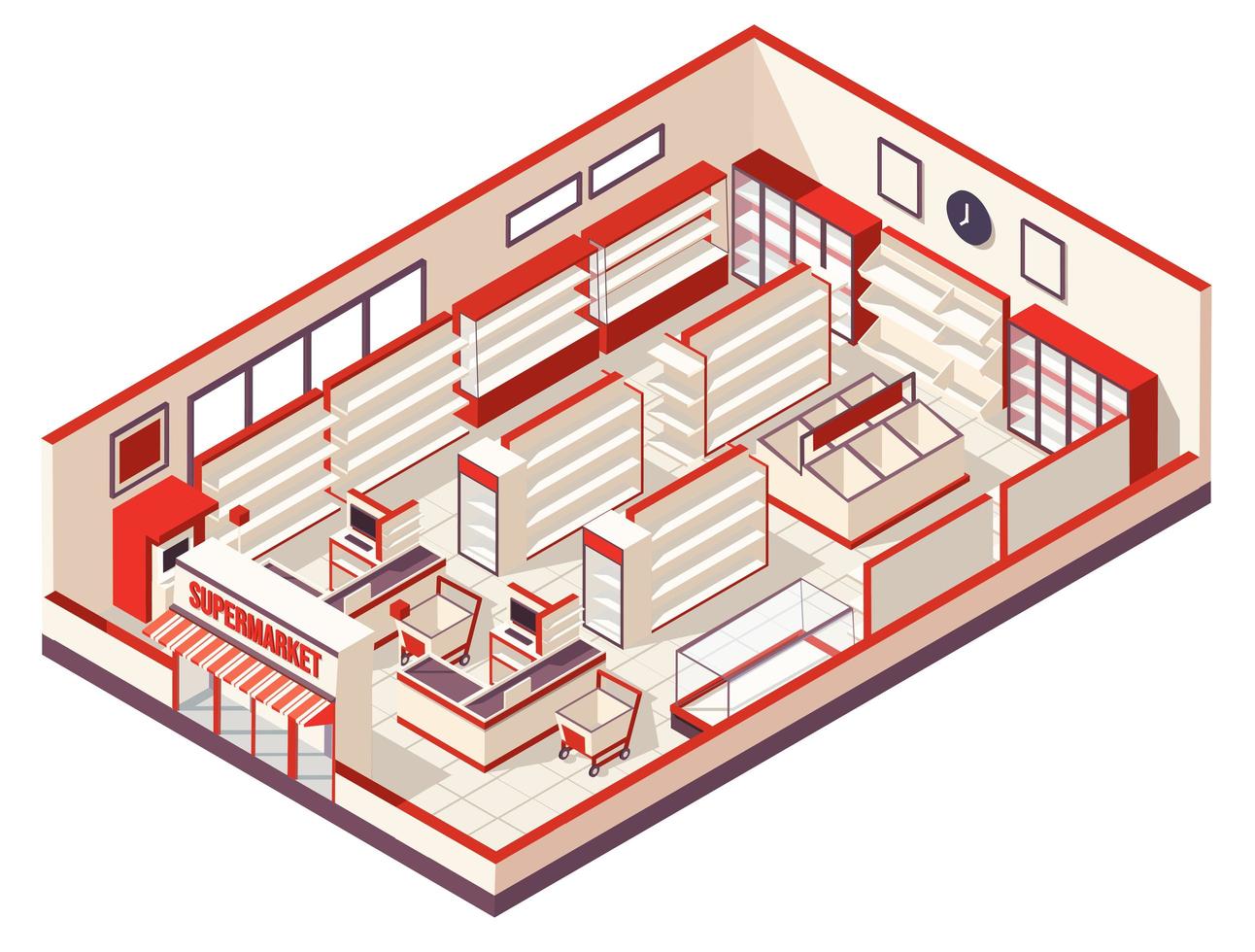 Supermarket isometric composition vector