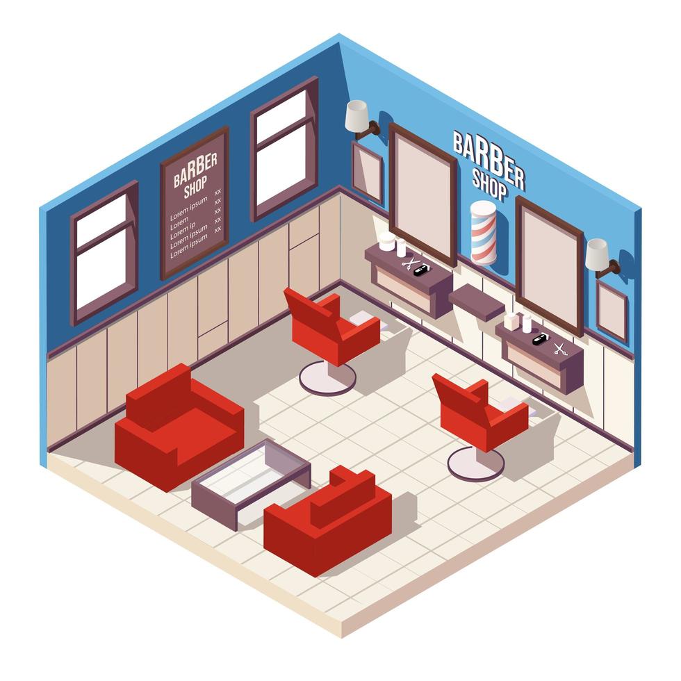 Isometric barber shop vector