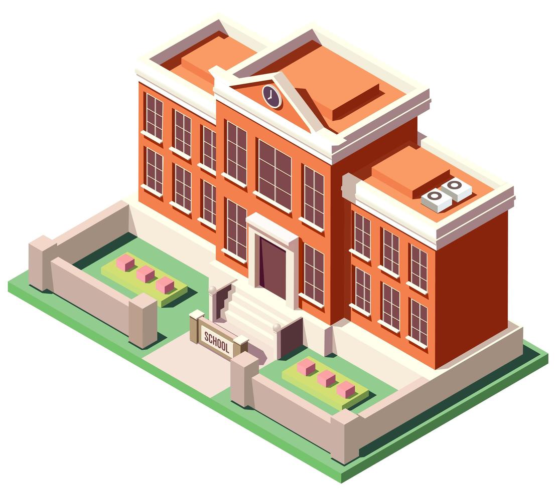 isometric School building vector