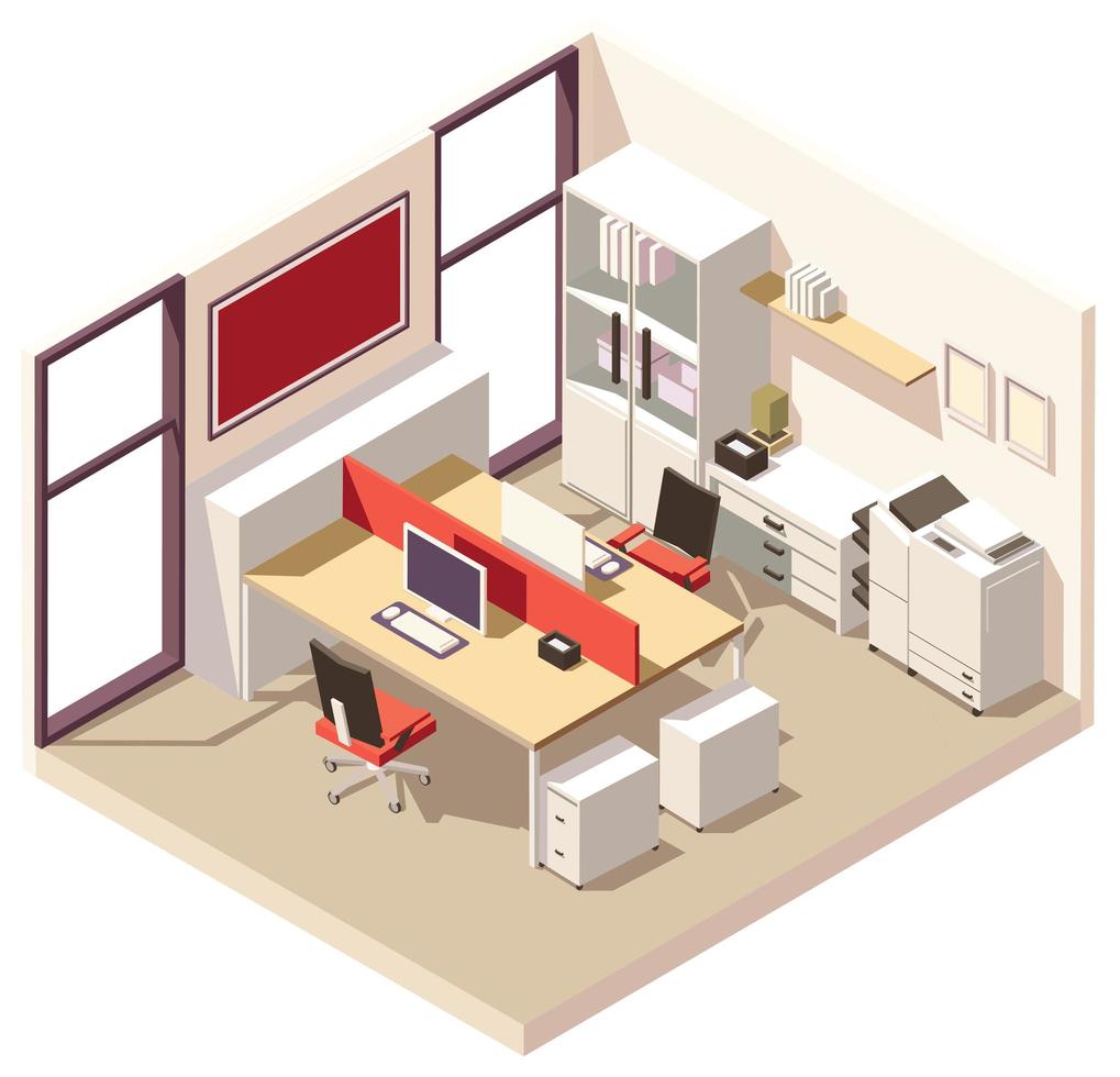 Isometric office cubicle vector