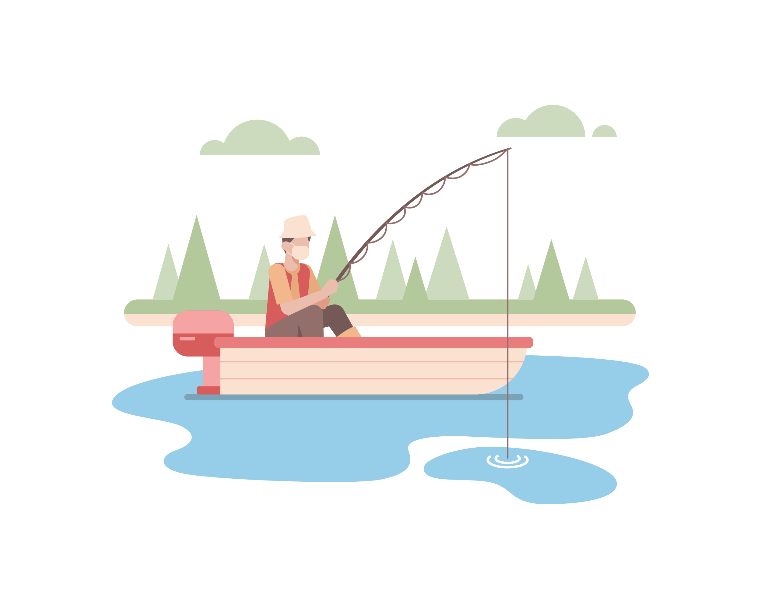 Man wearing a face mask and fishing alone 1266040 Vector Art at Vecteezy