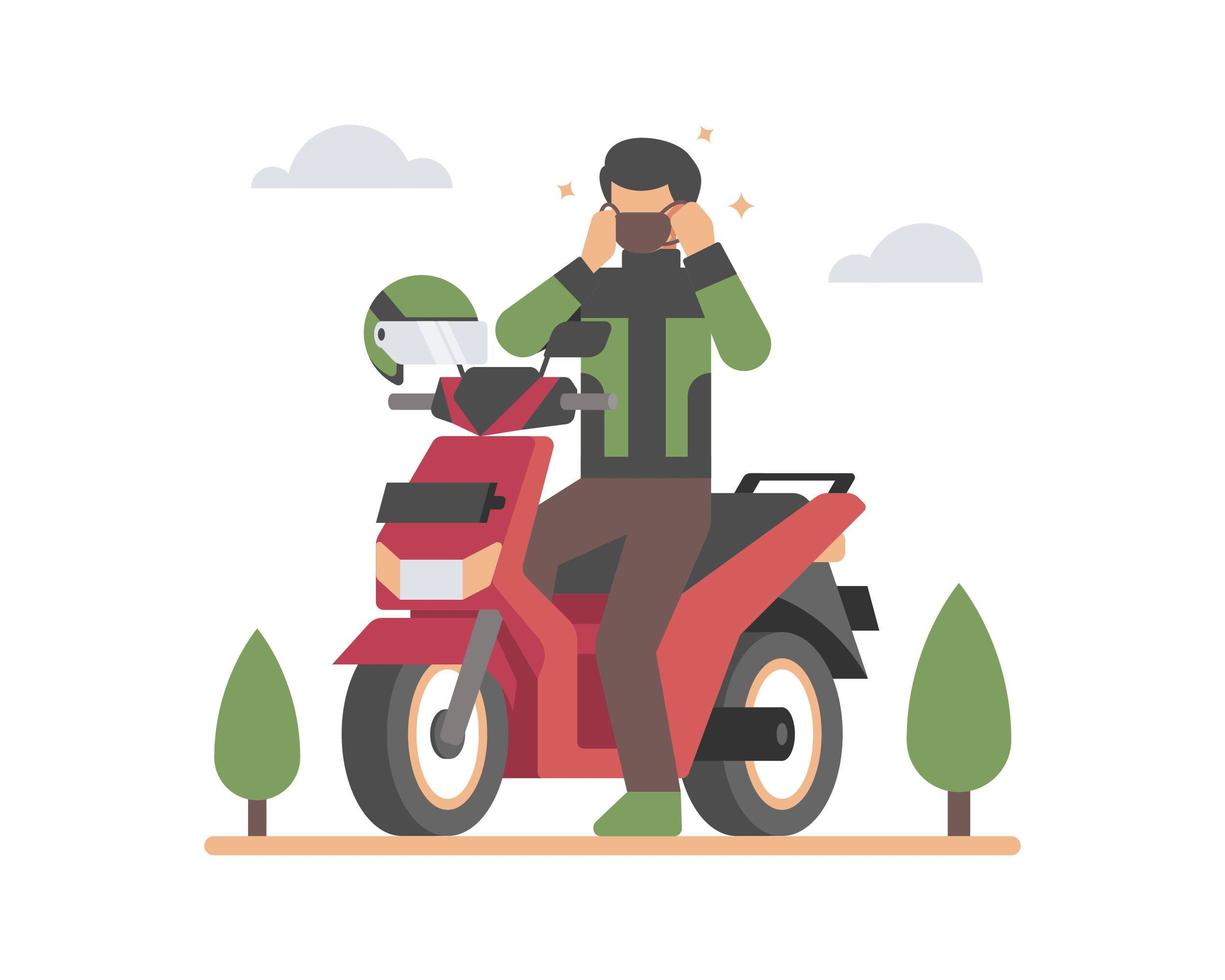 Man on a scooter wearing a face mask vector