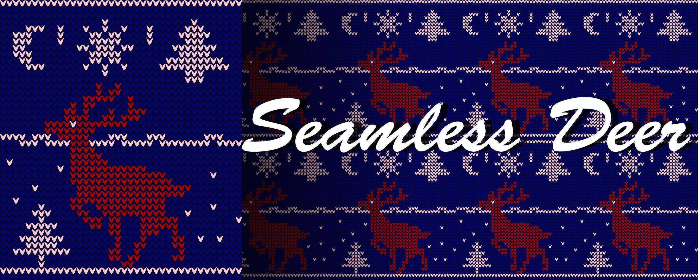 Deer in winter scene knit style seamless pattern vector