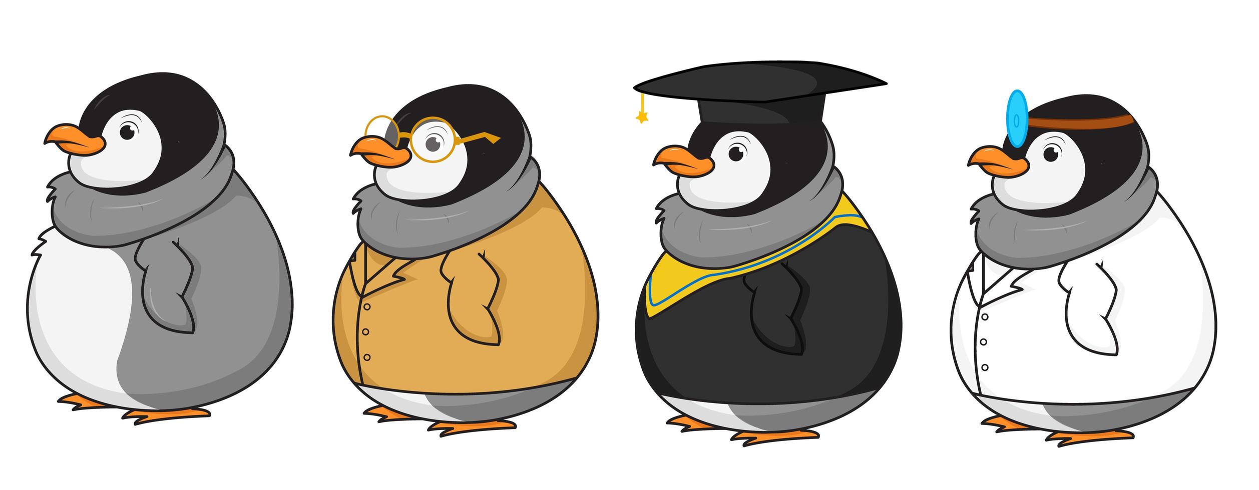 Cute penguin character set vector