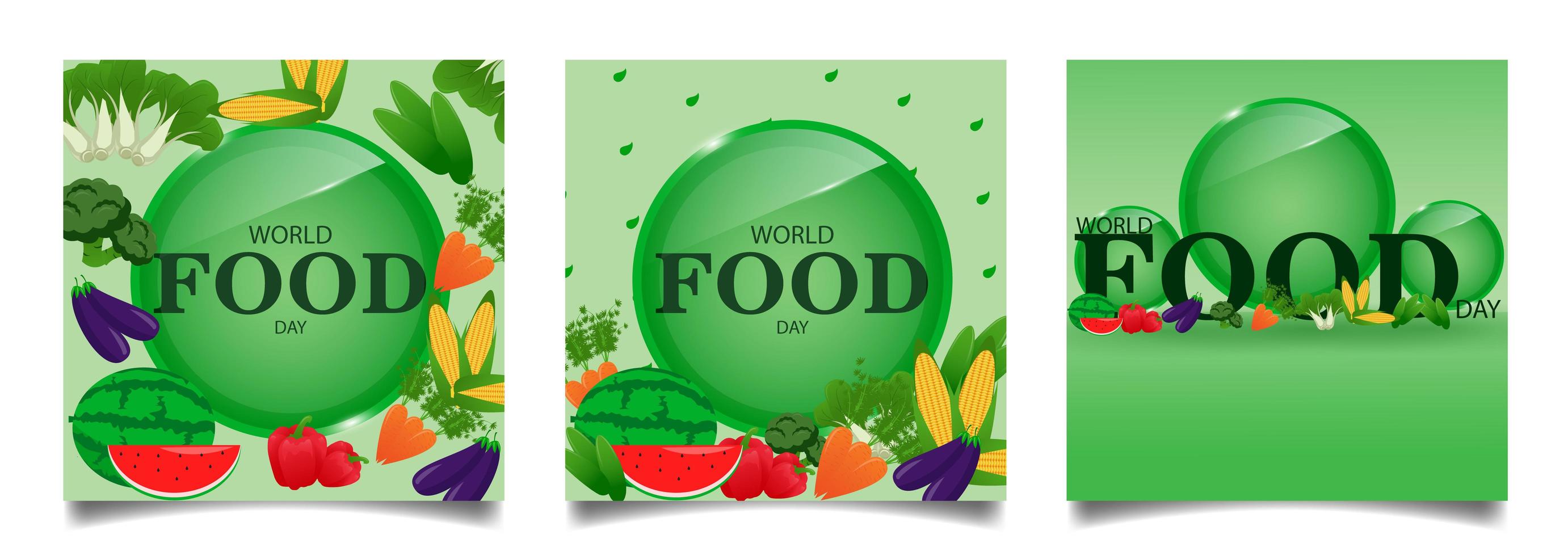 Square social media feeds for world food day vector