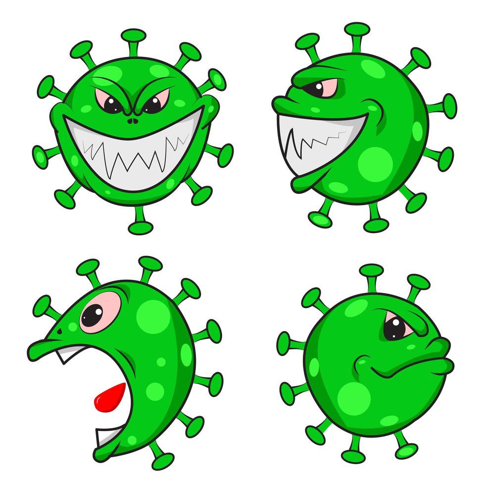 personajes de coronavirus verde vector