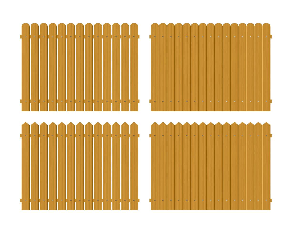 Wooden fence set isolated vector