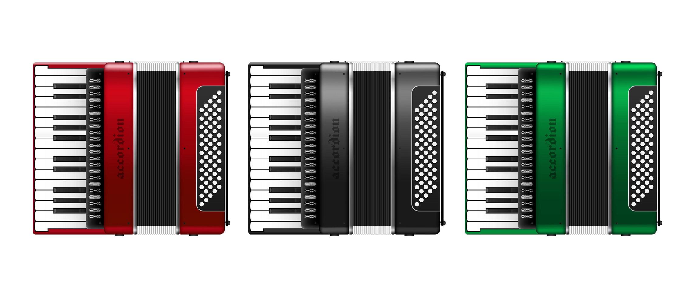 Set of realistic accordion vector
