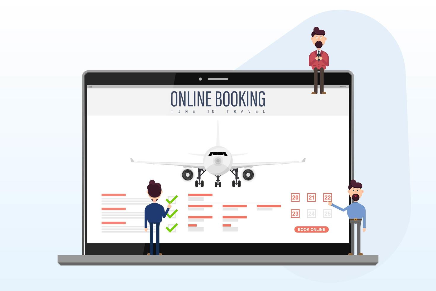 Booking your flight online  vector