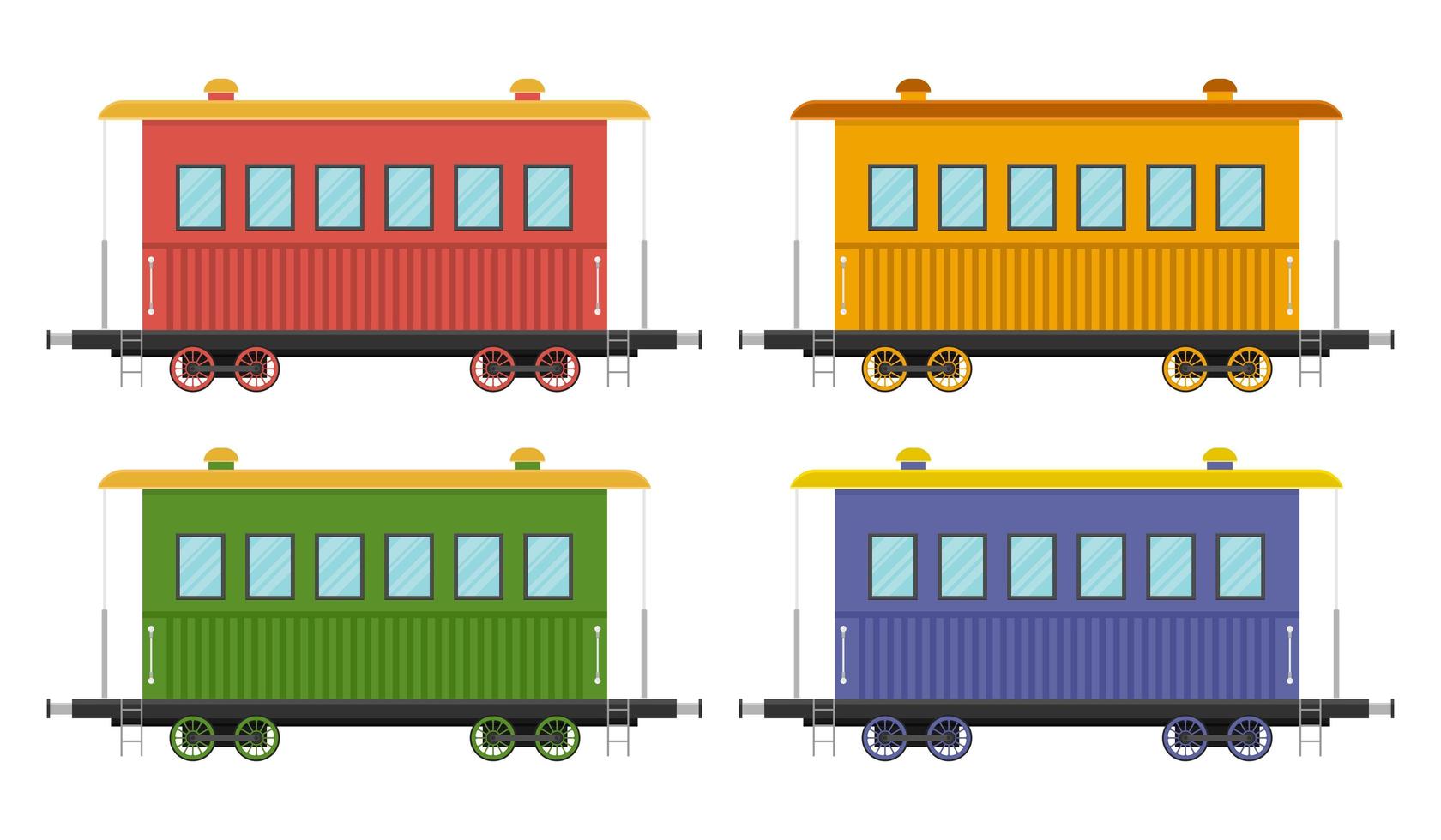 Set of train wagons isolated vector