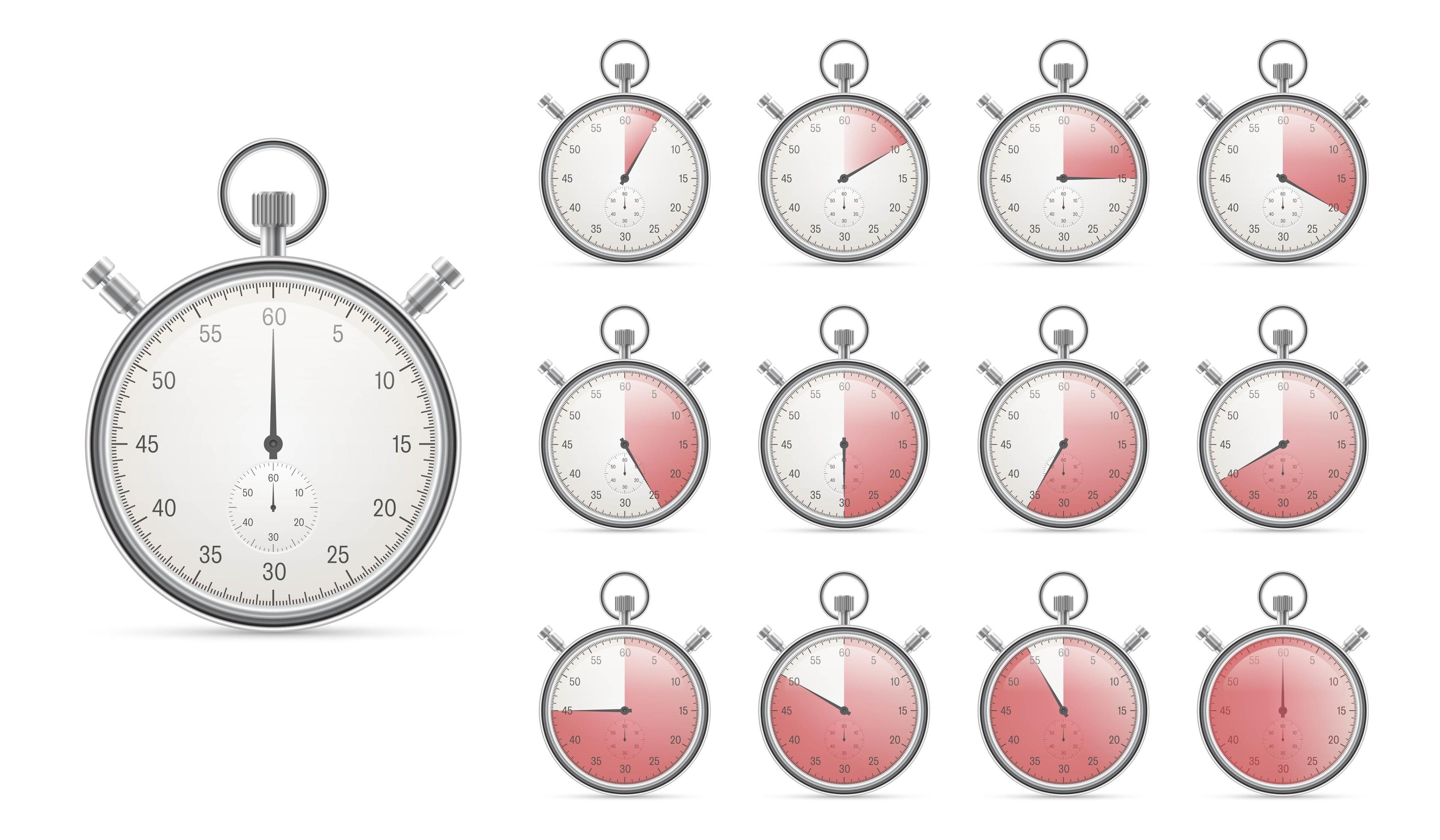 Set of realistic stopwatches isolated 1266128 Vector Art at Vecteezy