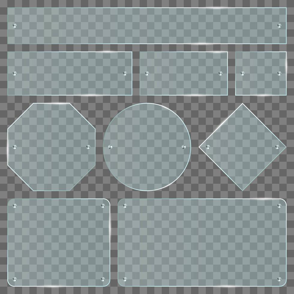 Transparent glass plates set  vector