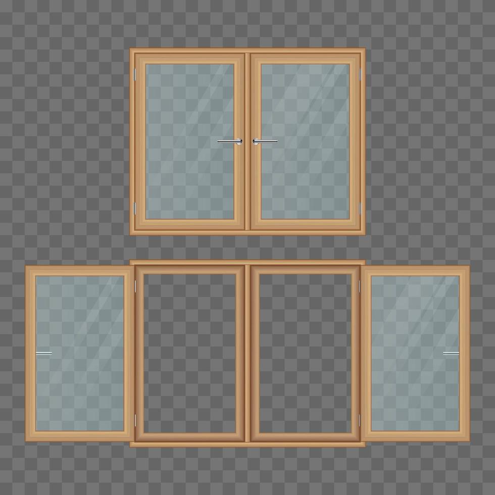 Two wooden windows isolated  vector