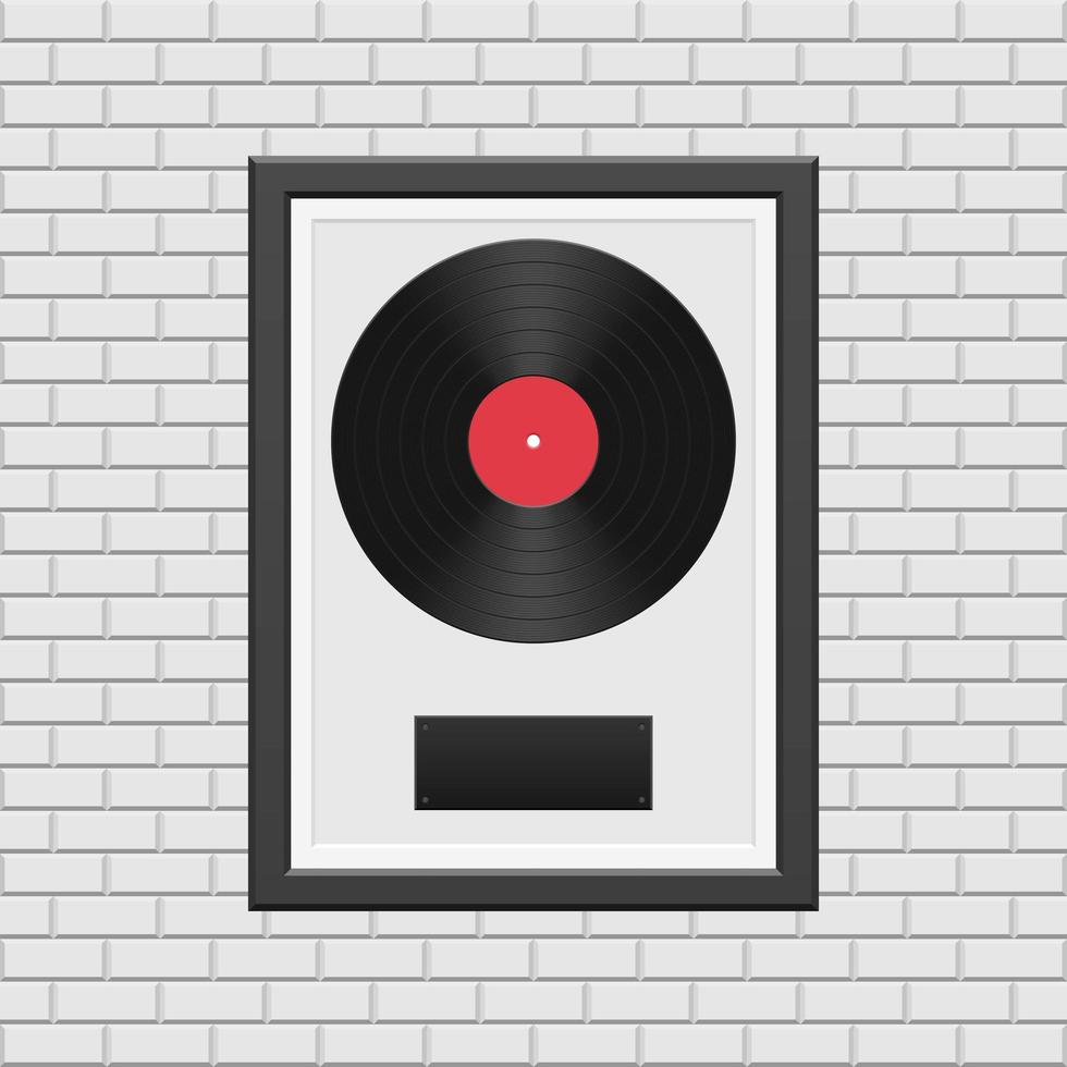 Vinyl record with black frame  vector