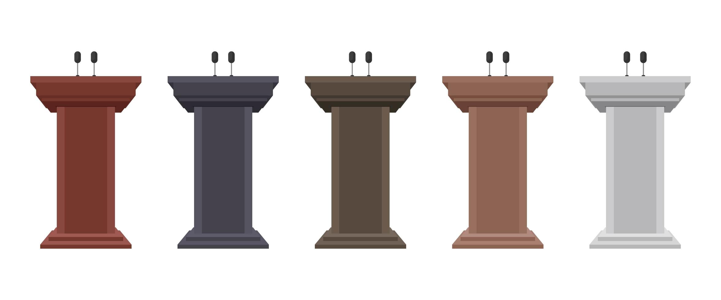 Set of wooden podium tribune vector