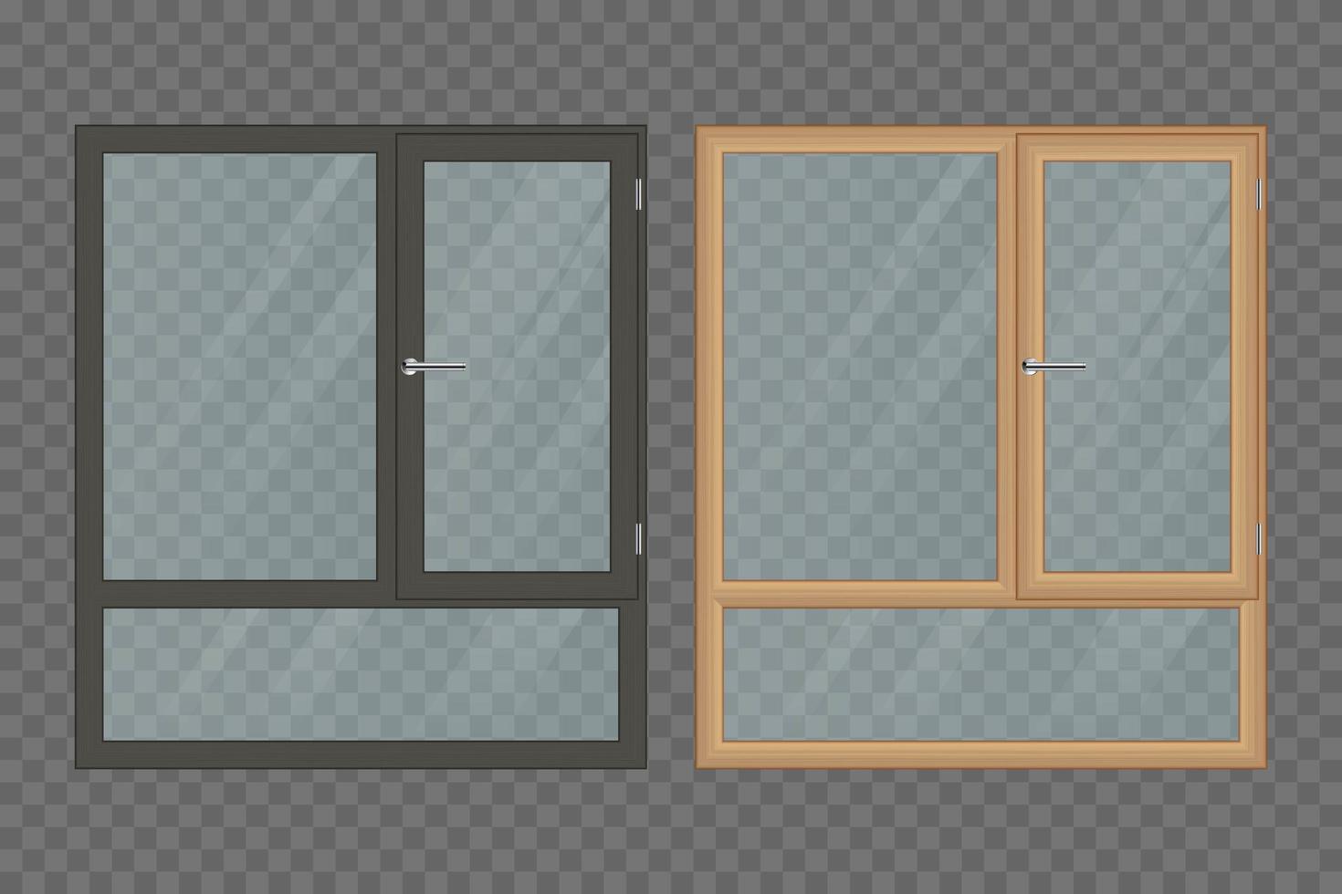 Two traditional wooden windows vector