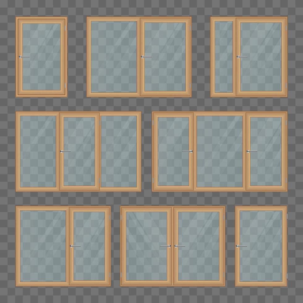 Set of wooden windows vector