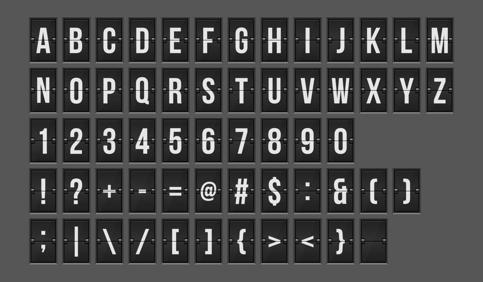 Mechanical scoreboard alphabet  vector
