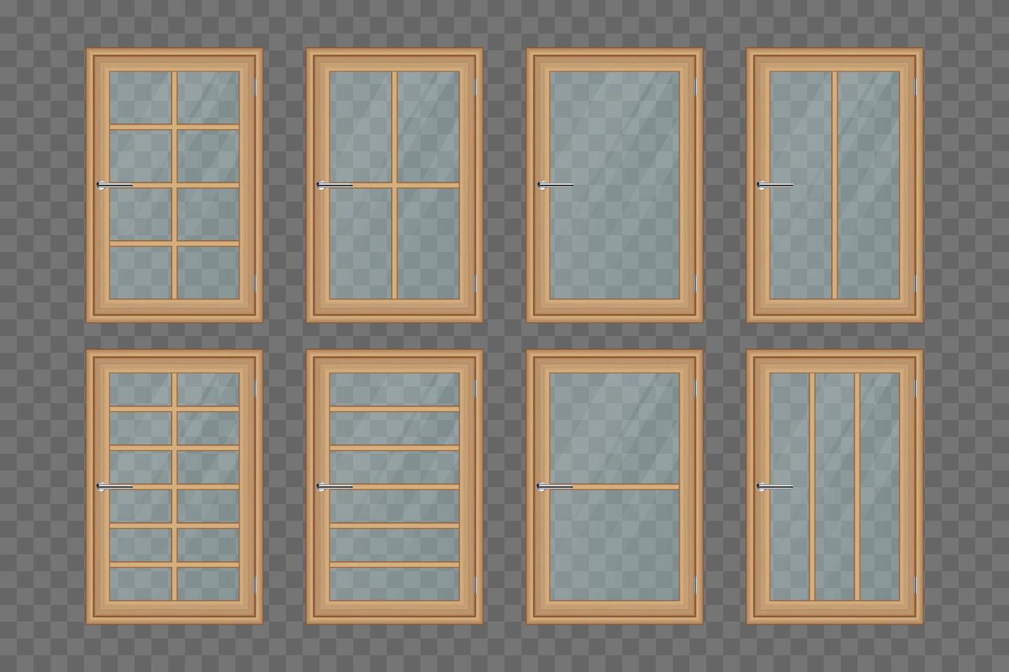 Wooden windows set  vector