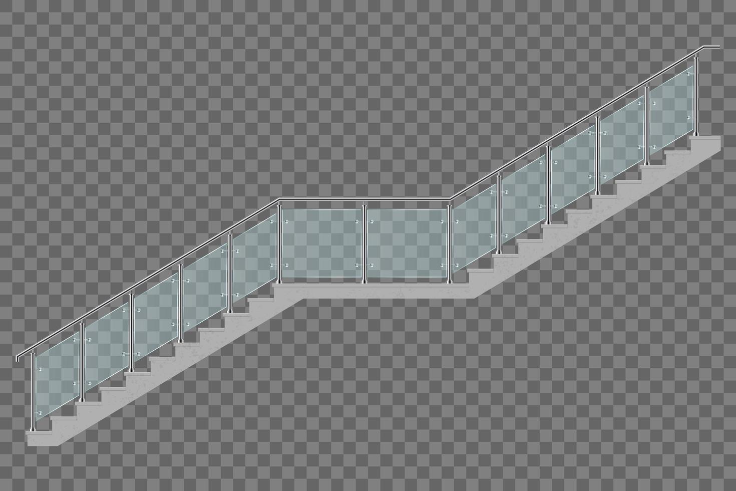 Stairway with glass railing isolated  vector