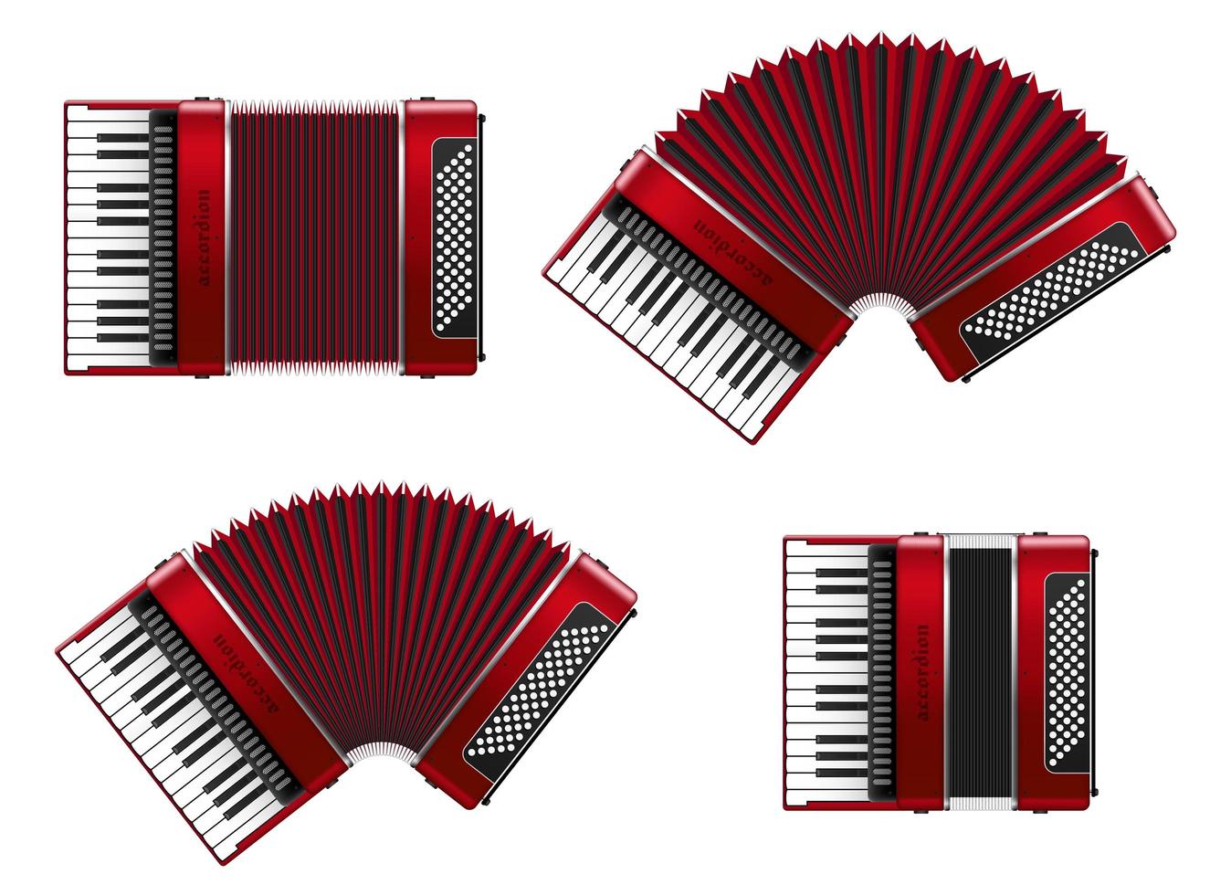 Four realistic accordions isolated vector