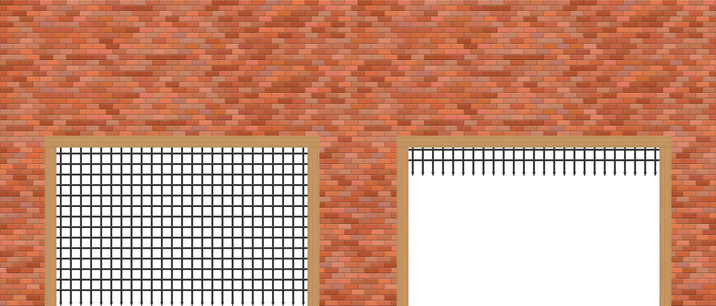 Medieval castle gate and brick wall  vector