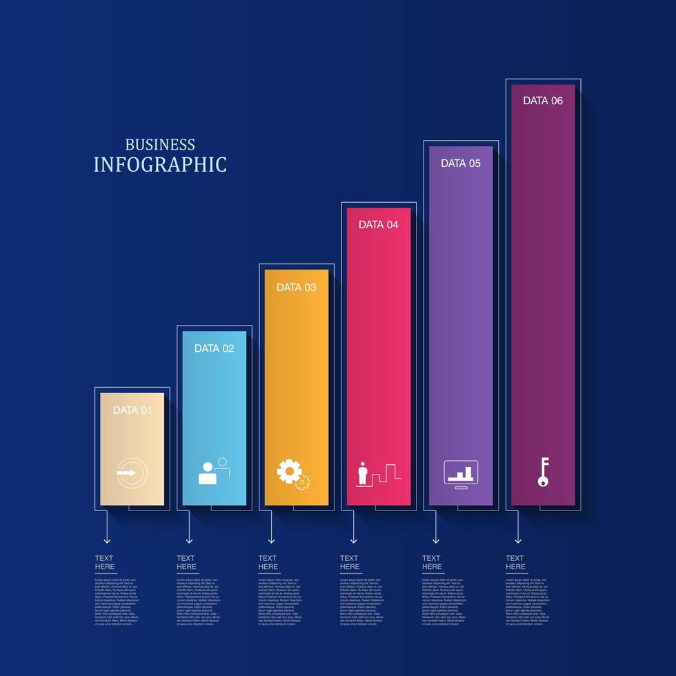 gráfico de barras colorido infografía vector