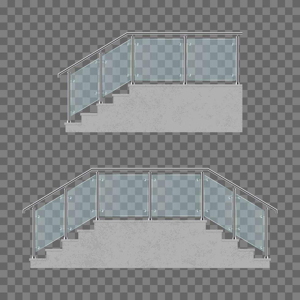 Stairs with glass railing isolated  vector