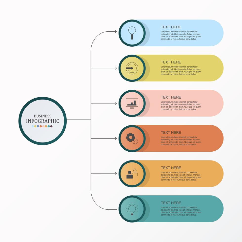 infografía empresarial básica de seis pasos vector