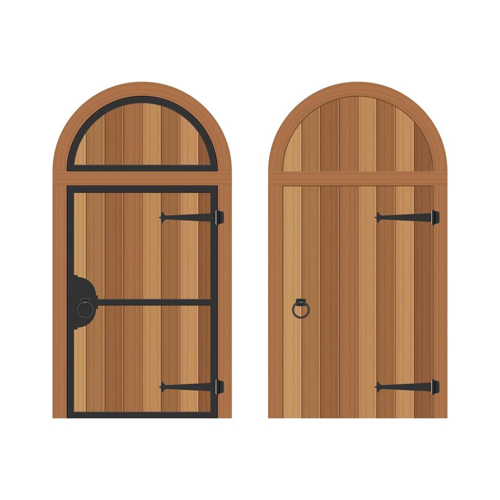 puertas de madera antiguas aisladas vector