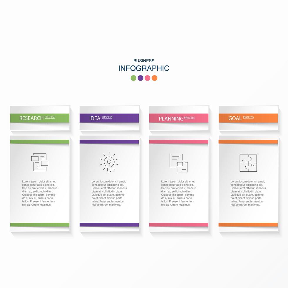 4 step infographic tab and work icons vector