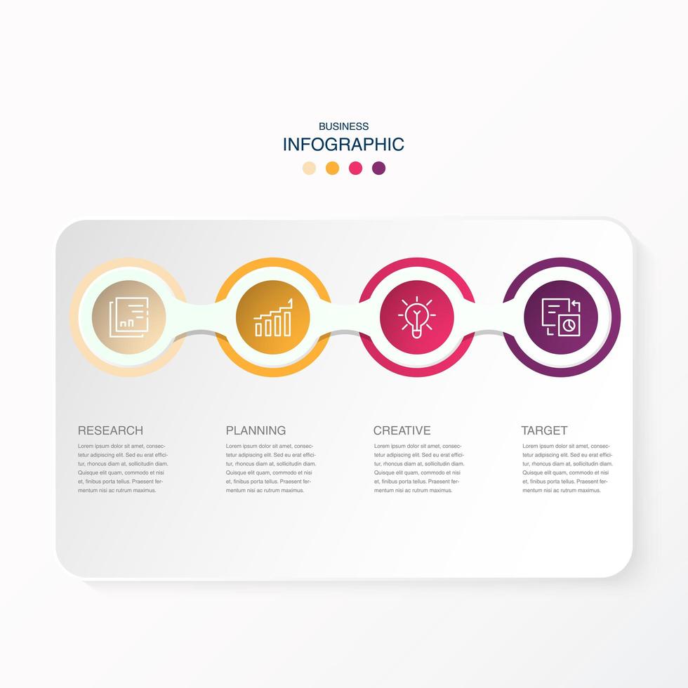 Infografía de negocios de círculo de 4 pasos. vector