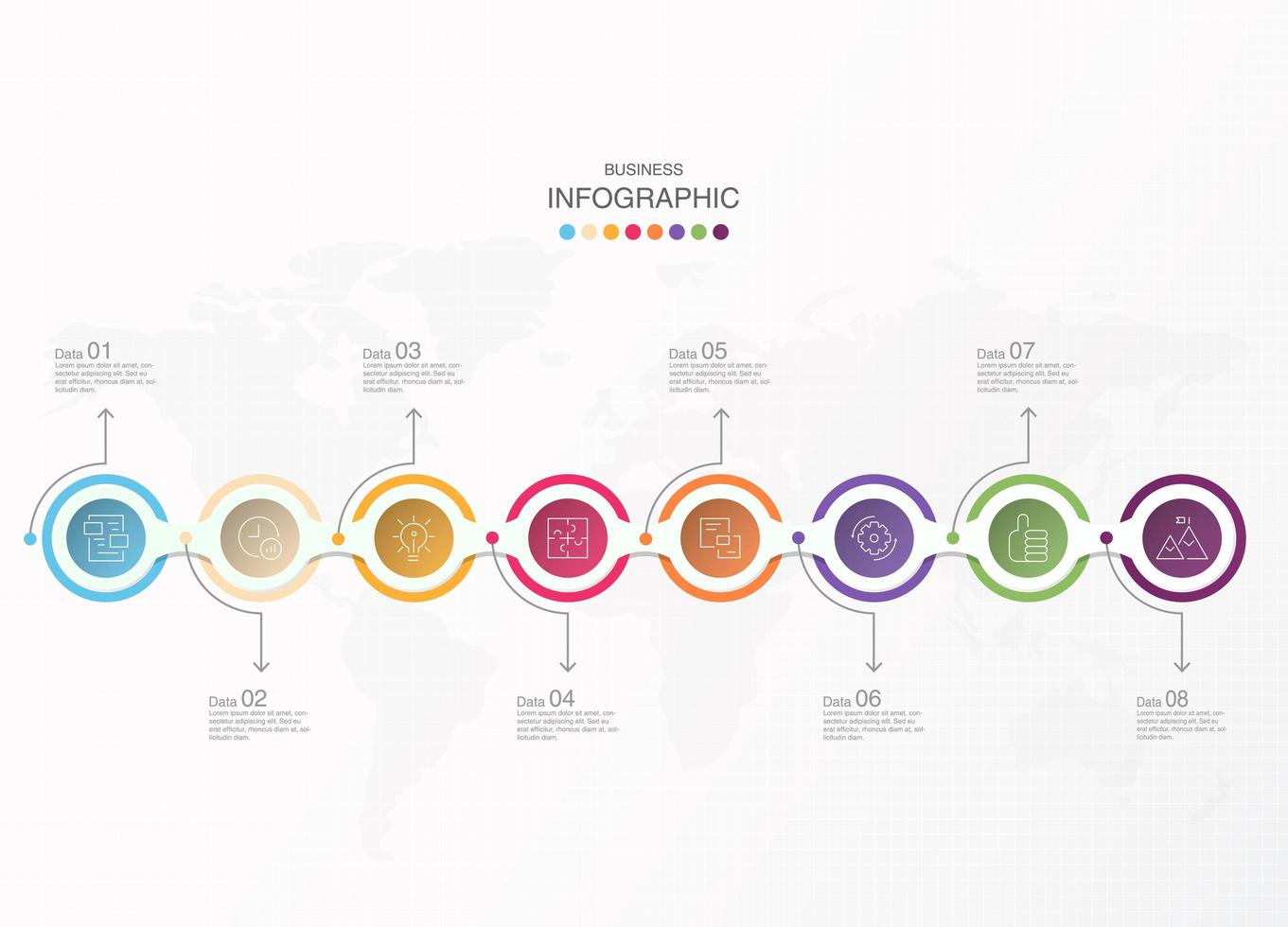 Basic colorful circle steps business infographic vector