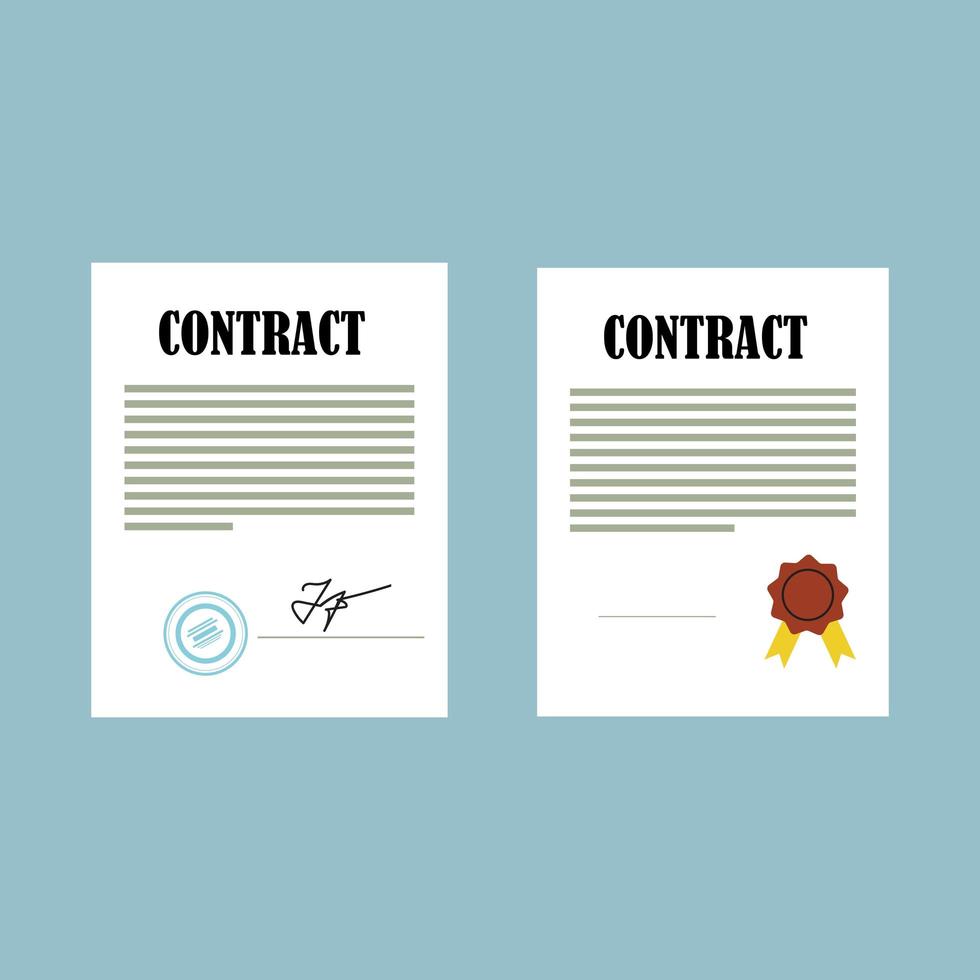 Contract document in flat design vector