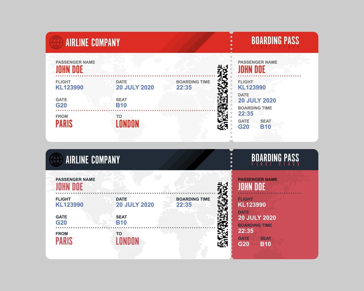 Set of boarding pass isolated  vector