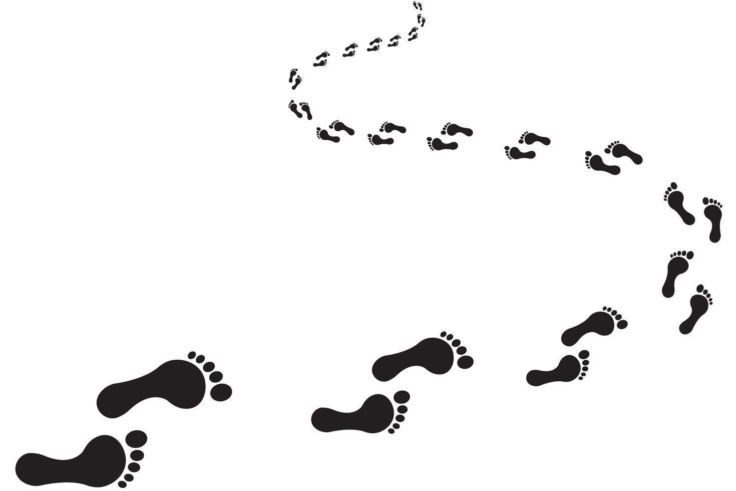 Footprints on a curved path  vector