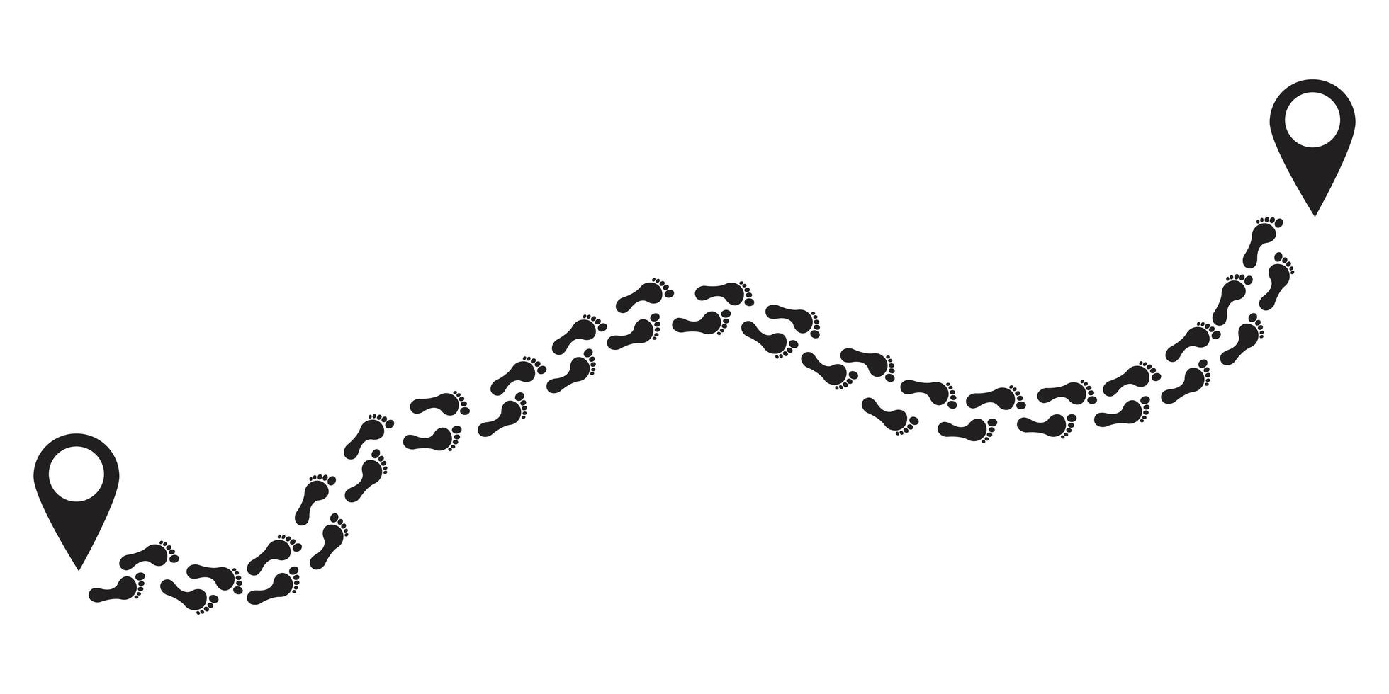 Location pins with footprints isolated  vector