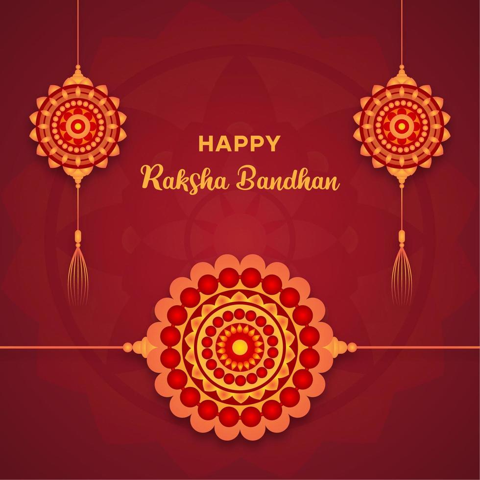 Raksha Bandhan design with hanging mandalas and wristband mandala vector