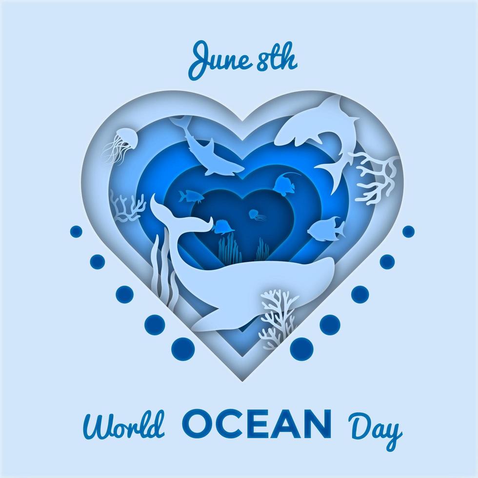 World ocean day cut out banner vector