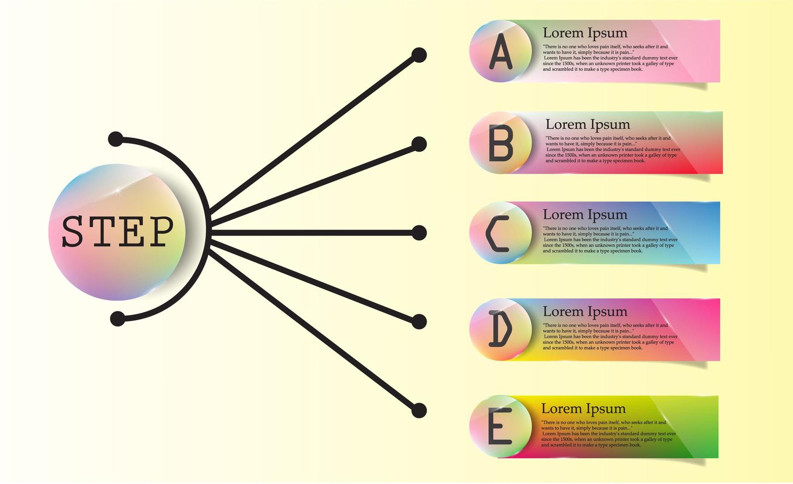 Colorful Glossy A-E Label and Circle Infographic vector