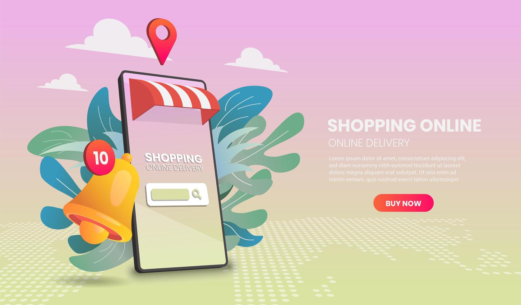 Online mobile shop and delivery web template vector