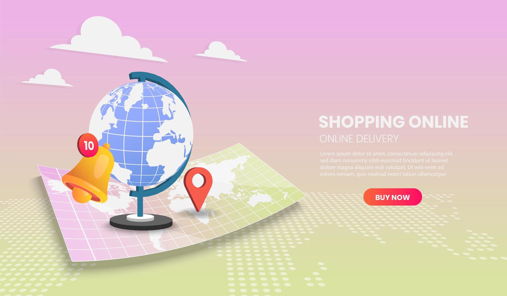 Global online shipping and delivery concept vector