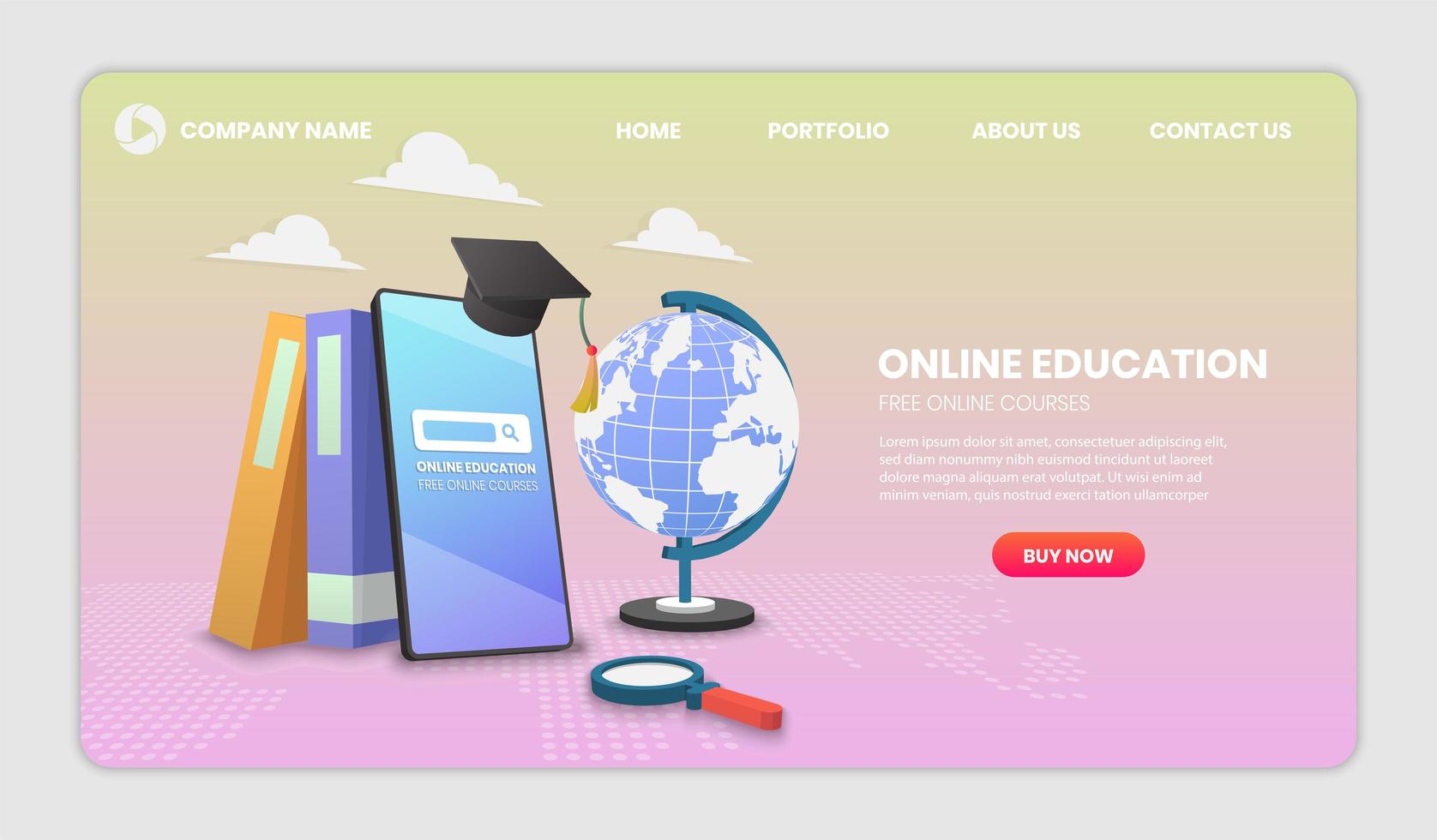 Digital online education application concept vector