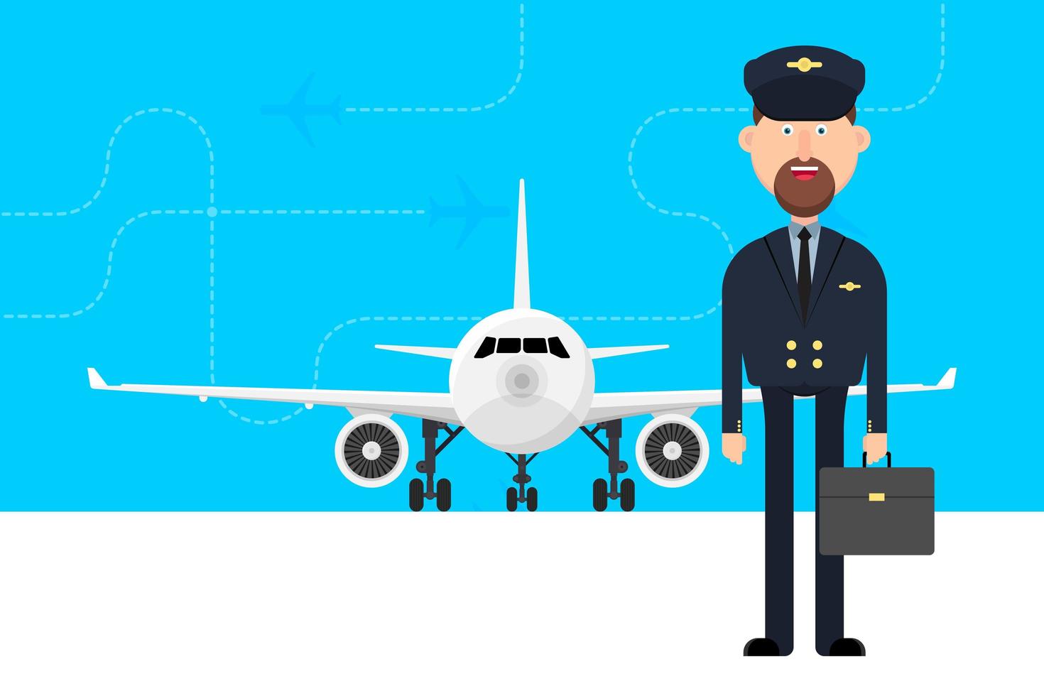 Travel concept with plane and pilot  vector
